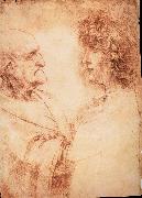 LEONARDO da Vinci, Profiles of a young and an old man